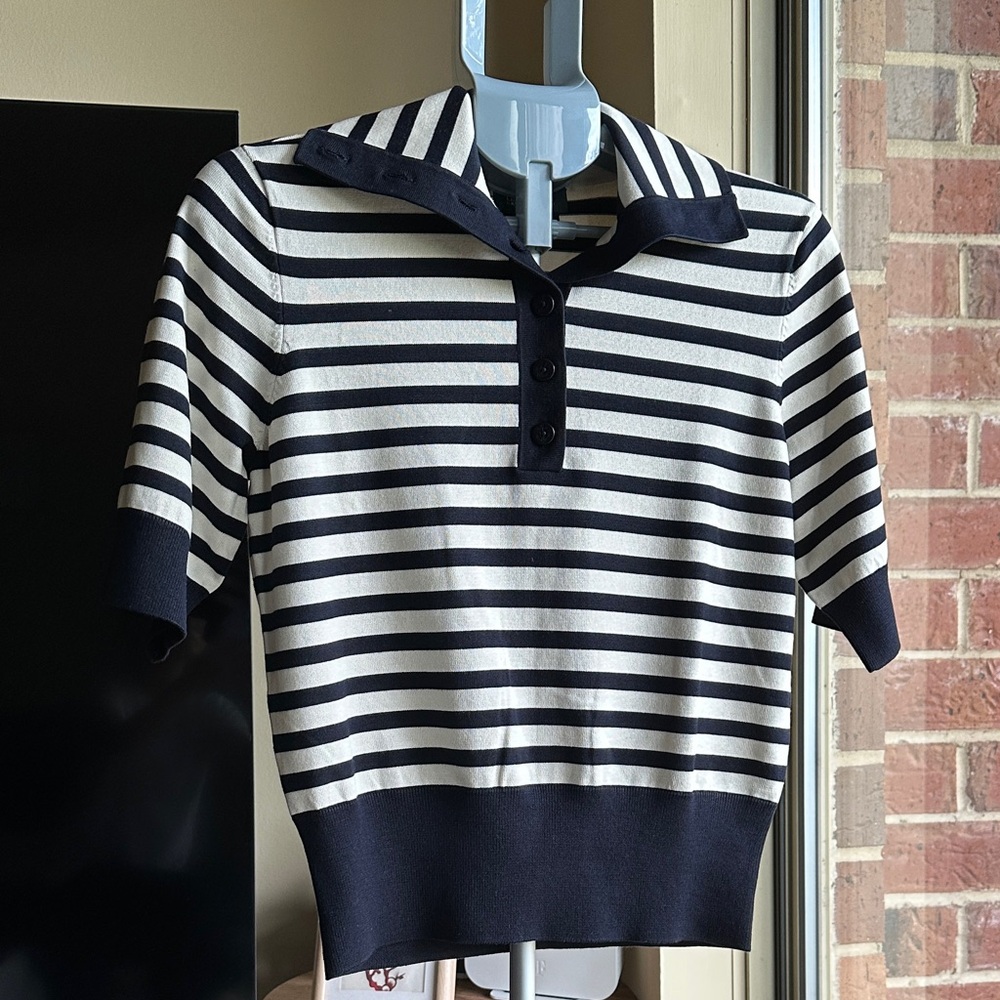 Ralph Lauren Navy and White Striped Sweater